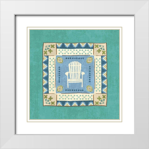 Lake Retreat Tile I White Modern Wood Framed Art Print with Double Matting by Charron, Veronique