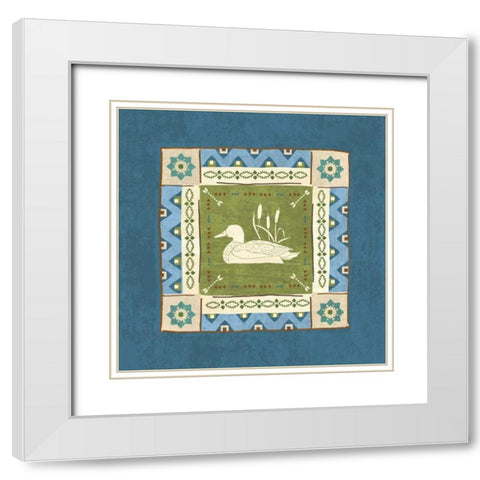 Lake Retreat Tile II White Modern Wood Framed Art Print with Double Matting by Charron, Veronique