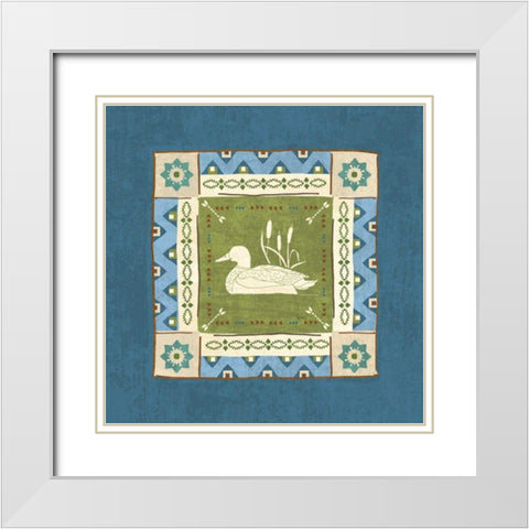 Lake Retreat Tile II White Modern Wood Framed Art Print with Double Matting by Charron, Veronique