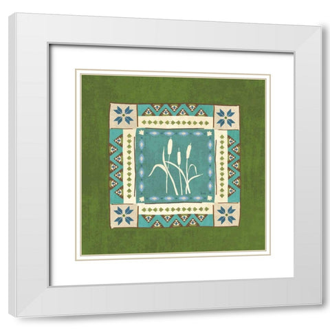 Lake Retreat Tile IV White Modern Wood Framed Art Print with Double Matting by Charron, Veronique