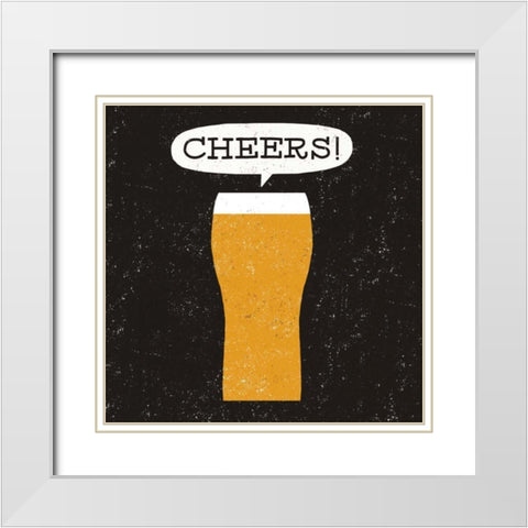 Craft Beer Cheers White Modern Wood Framed Art Print with Double Matting by Mullan, Michael