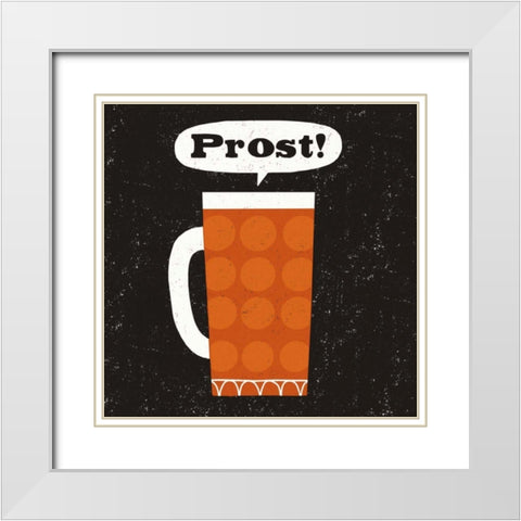 Craft Beer Prost White Modern Wood Framed Art Print with Double Matting by Mullan, Michael