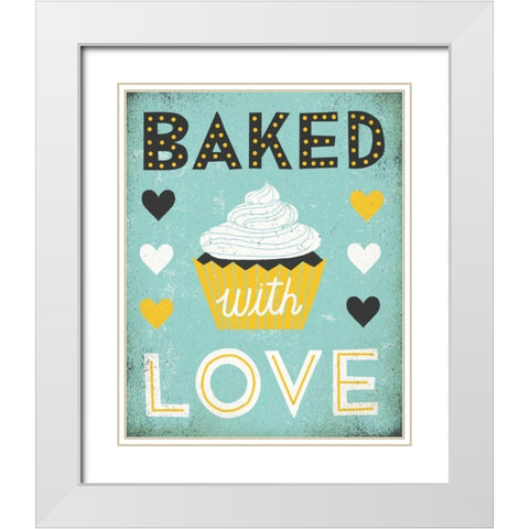 Retro Diner Baked with Love White Modern Wood Framed Art Print with Double Matting by Mullan, Michael