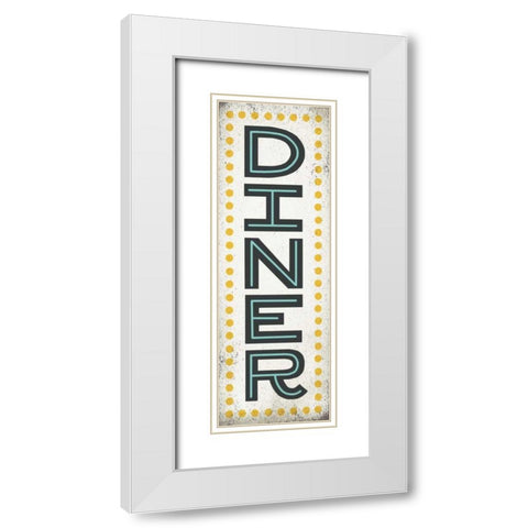 Retro Diner Sign White Modern Wood Framed Art Print with Double Matting by Mullan, Michael