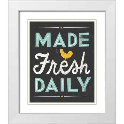 Retro Diner Made Fresh Daily White Modern Wood Framed Art Print with Double Matting by Mullan, Michael