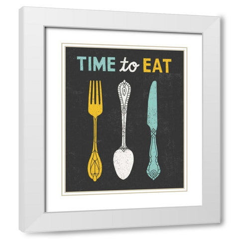 Retro Diner Time to Eat White Modern Wood Framed Art Print with Double Matting by Mullan, Michael