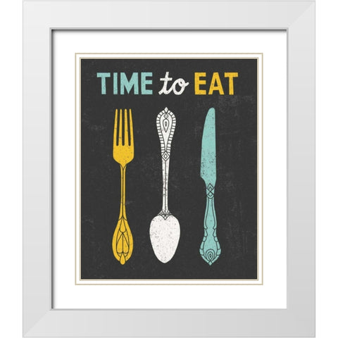 Retro Diner Time to Eat White Modern Wood Framed Art Print with Double Matting by Mullan, Michael