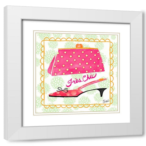 Tres Chic Vintage Fashion White Modern Wood Framed Art Print with Double Matting by Studio Bella