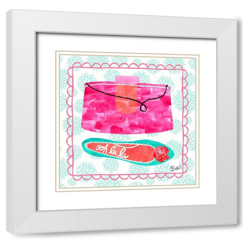 Ooh La La Vintage Fashion White Modern Wood Framed Art Print with Double Matting by Studio Bella