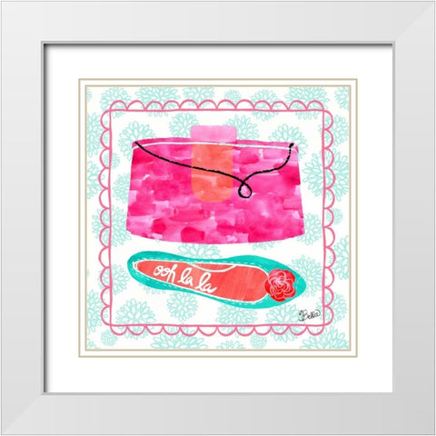 Ooh La La Vintage Fashion White Modern Wood Framed Art Print with Double Matting by Studio Bella