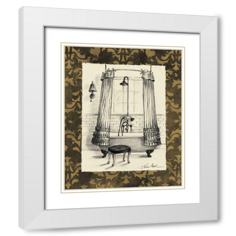 Elegant Bath I White Modern Wood Framed Art Print with Double Matting by Vassileva, Silvia