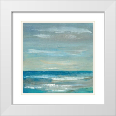 Early Morning Waves II White Modern Wood Framed Art Print with Double Matting by Vassileva, Silvia