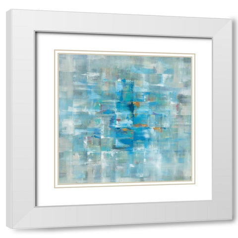 Abstract Squares White Modern Wood Framed Art Print with Double Matting by Nai, Danhui