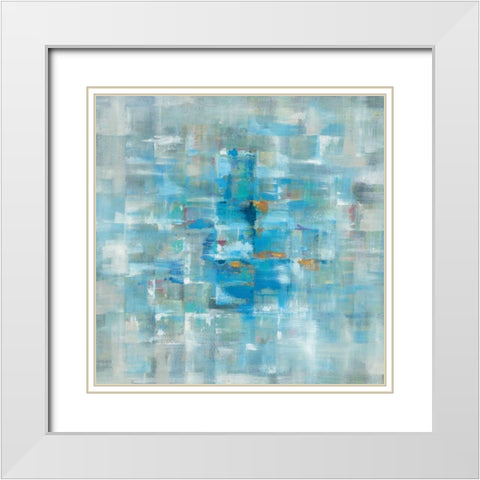 Abstract Squares White Modern Wood Framed Art Print with Double Matting by Nai, Danhui