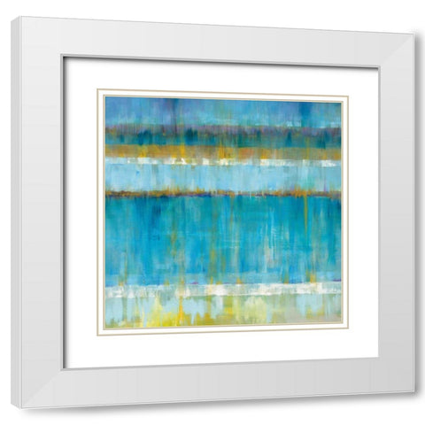 Abstract Stripes White Modern Wood Framed Art Print with Double Matting by Nai, Danhui