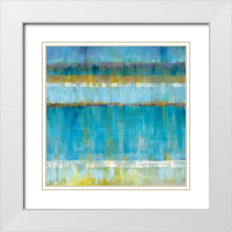 Abstract Stripes White Modern Wood Framed Art Print with Double Matting by Nai, Danhui