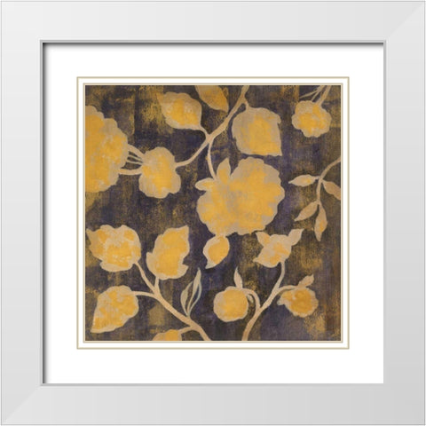Indigo and Gold Silhouettes I White Modern Wood Framed Art Print with Double Matting by Vassileva, Silvia