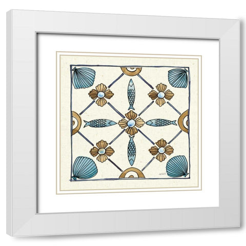 Coastal Breeze Tile II White Modern Wood Framed Art Print with Double Matting by Tavoletti, Anne