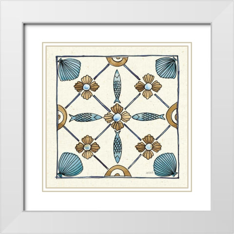Coastal Breeze Tile II White Modern Wood Framed Art Print with Double Matting by Tavoletti, Anne