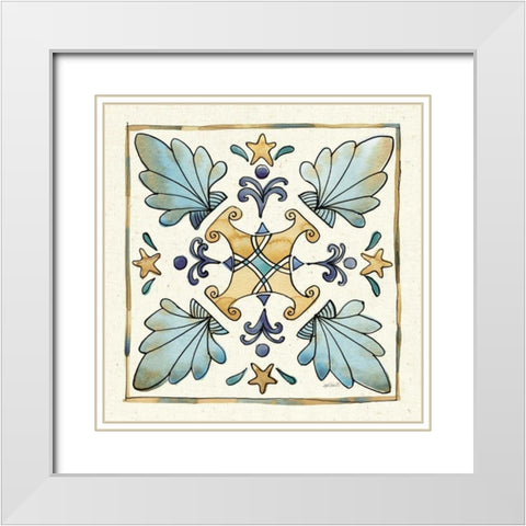 Coastal Breeze Tile III White Modern Wood Framed Art Print with Double Matting by Tavoletti, Anne