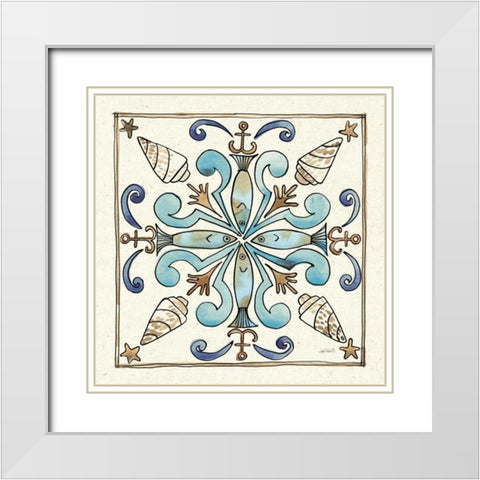 Coastal Breeze Tile IV White Modern Wood Framed Art Print with Double Matting by Tavoletti, Anne