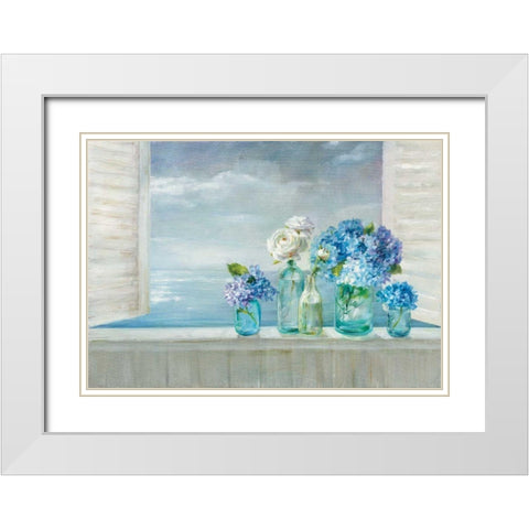 A Beautiful Day at the Beach White Modern Wood Framed Art Print with Double Matting by Nai, Danhui