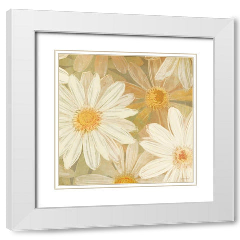 Daisy Story Square II White Modern Wood Framed Art Print with Double Matting by Lovell, Kathrine