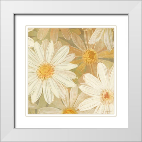 Daisy Story Square II White Modern Wood Framed Art Print with Double Matting by Lovell, Kathrine