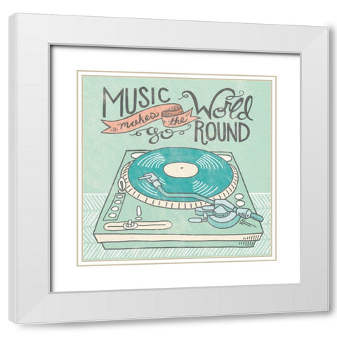 Retro Record Player Gray White Modern Wood Framed Art Print with Double Matting by Urban, Mary