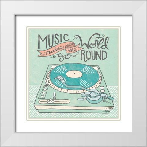 Retro Record Player Gray White Modern Wood Framed Art Print with Double Matting by Urban, Mary