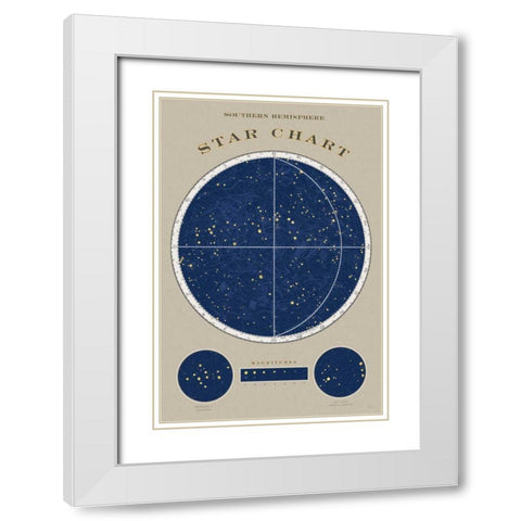 Southern Star Chart White Modern Wood Framed Art Print with Double Matting by Schlabach, Sue
