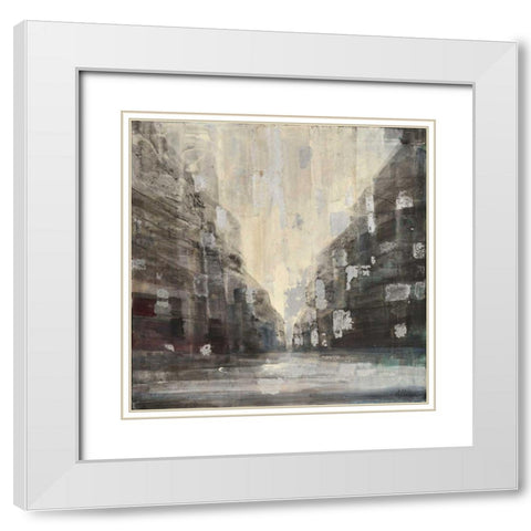 Silver City White Modern Wood Framed Art Print with Double Matting by Hristova, Albena