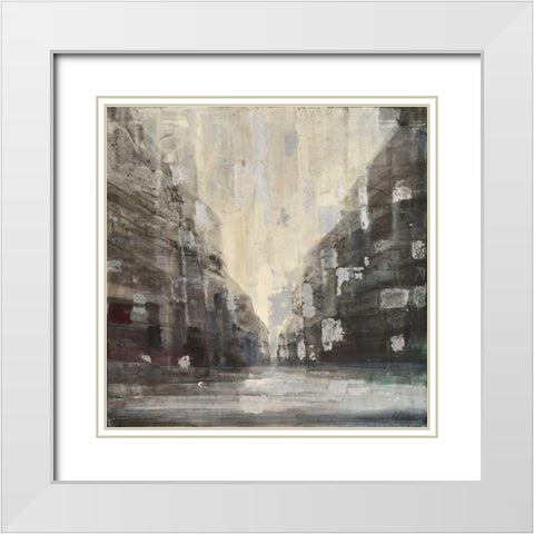 Silver City White Modern Wood Framed Art Print with Double Matting by Hristova, Albena