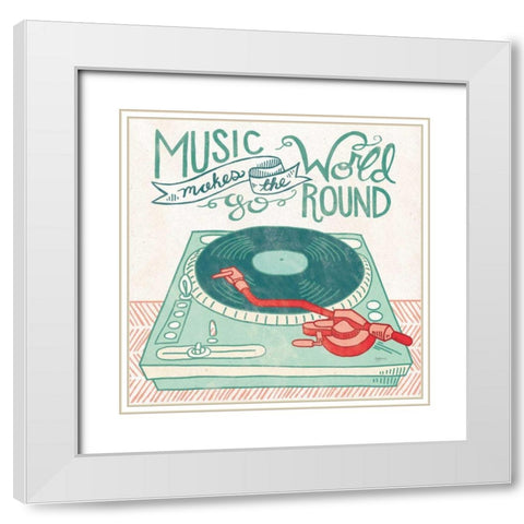 Retro Record Player White Modern Wood Framed Art Print with Double Matting by Urban, Mary