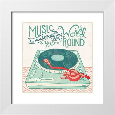 Retro Record Player White Modern Wood Framed Art Print with Double Matting by Urban, Mary