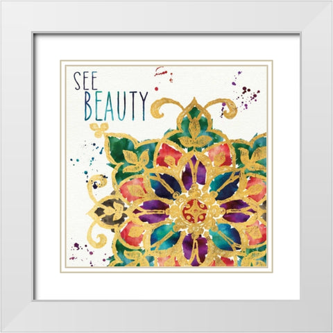 Little Jewels Words I White Modern Wood Framed Art Print with Double Matting by Aiken, Jess