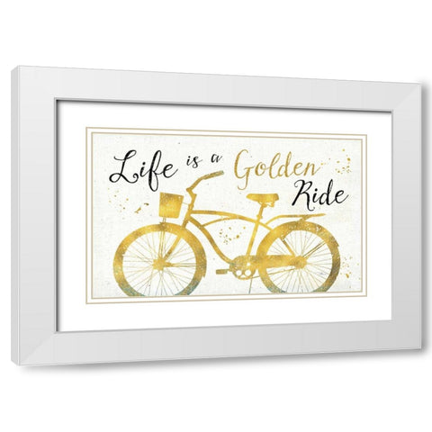 Golden Ride III White Modern Wood Framed Art Print with Double Matting by Pela Studio