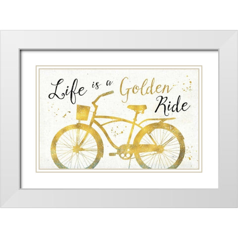 Golden Ride III White Modern Wood Framed Art Print with Double Matting by Pela Studio