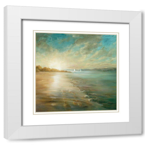 Coastal Glow Crop White Modern Wood Framed Art Print with Double Matting by Nai, Danhui