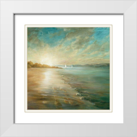 Coastal Glow Crop White Modern Wood Framed Art Print with Double Matting by Nai, Danhui