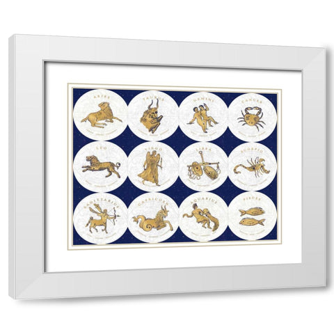 Gilded Zodiac Signs White Modern Wood Framed Art Print with Double Matting by Schlabach, Sue