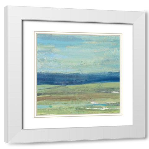Azure Wave White Modern Wood Framed Art Print with Double Matting by Hristova, Albena
