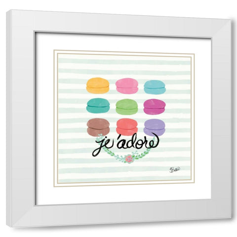 J adore Macarons White Modern Wood Framed Art Print with Double Matting by Studio Bella