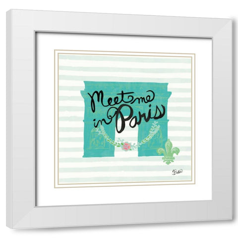Meet Me In Paris White Modern Wood Framed Art Print with Double Matting by Studio Bella