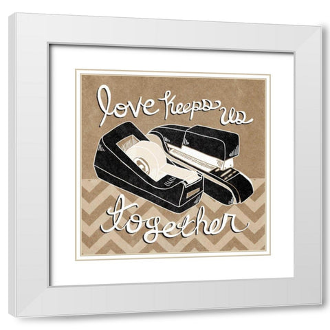 Love Keeps Us Together Taupe White Modern Wood Framed Art Print with Double Matting by Urban, Mary