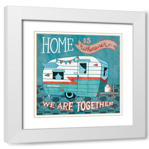 Adventure Love Camper White Modern Wood Framed Art Print with Double Matting by Urban, Mary