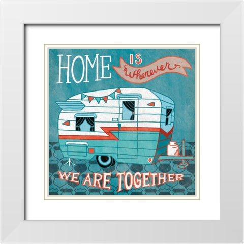 Adventure Love Camper White Modern Wood Framed Art Print with Double Matting by Urban, Mary