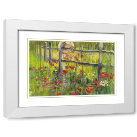 Gardening by the Fence White Modern Wood Framed Art Print with Double Matting by Rowan, Carol