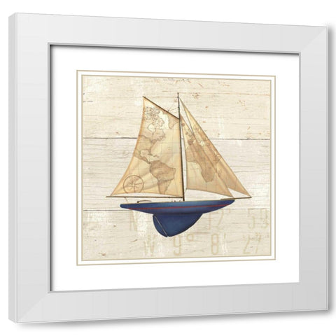 Nautique I White Modern Wood Framed Art Print with Double Matting by Wiens, James