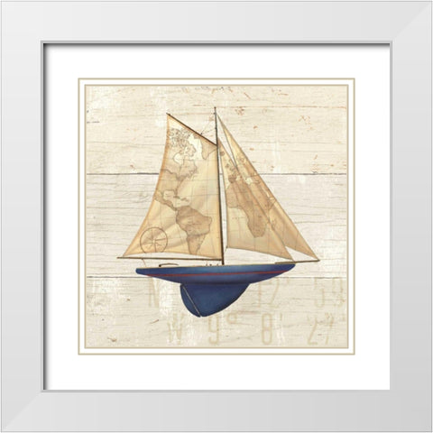 Nautique I White Modern Wood Framed Art Print with Double Matting by Wiens, James